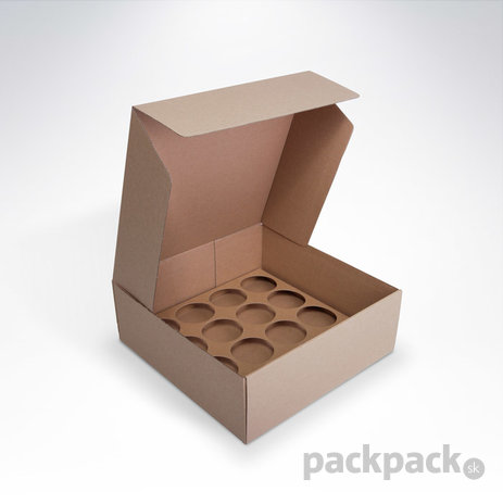 Krabica na cupcakes 16 kusov 280x280x100 eko - cupcake-krabicka-hneda-16