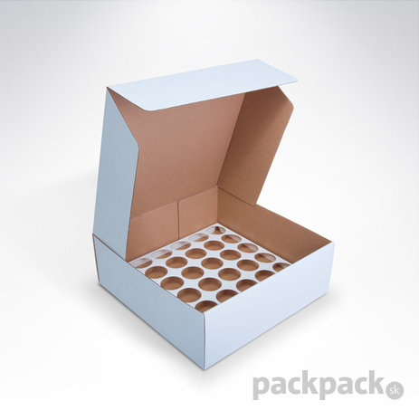 Krabica na muffiny 36 kusov 280x280x100 biela - krabica-cupcake-biela-36