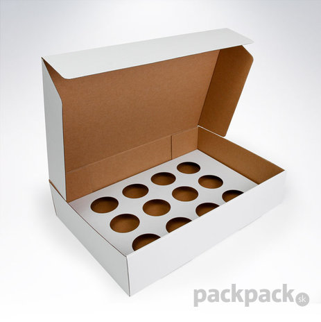 Krabica na cupckakes 12 kusov 410x280x90 - krabica-cupcakes-12-biela