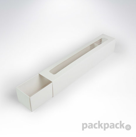 Krabička na makarónky biela s okienkom 272x46x46 - krabicka-biela-makronky-s-okienkom