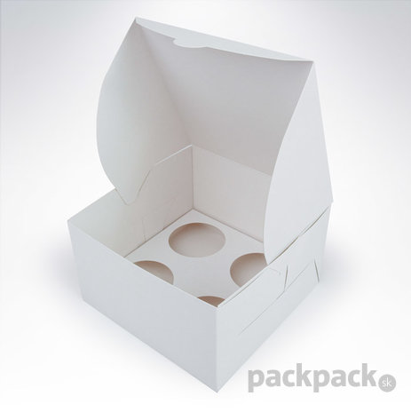 Krabička na cupcakes 4 ks biela - krabicka-cupcake-4ks-biela