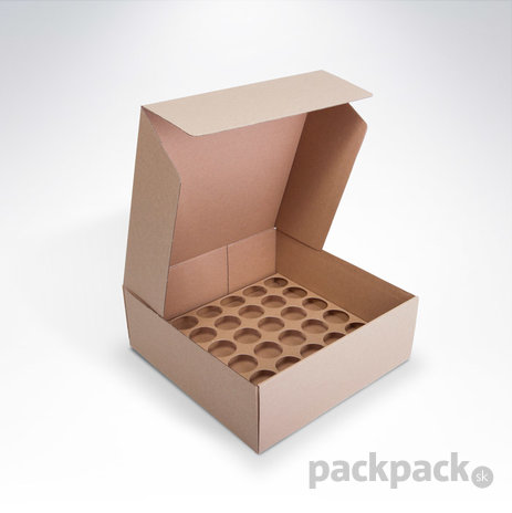 Krabica na muffiny 36 kusov 280x280x100 eko - krabicka-cupcake-hneda-36