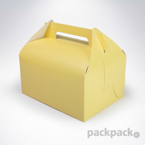 Krabička na zákusky 200x150x100 pastel yellow - krabicka-s-drzadlom-zlta