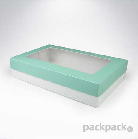 Krabička s okienkom 370x230x75 pastel mint - krabicka-okienko-velka-mint