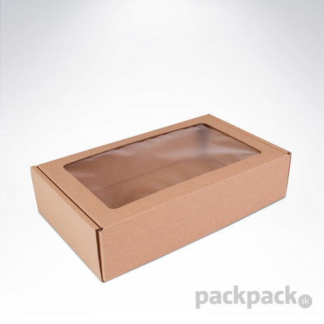 Krabička s okienkom 250x150x60 hnedá - kartonova-krabicka-s-okienkom