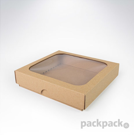 Krabička s okienkom 90x90x25 hneda - krabicka-s-okienkom-OK034