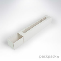  Krabička na makarónky biela s okienkom 272x46x46