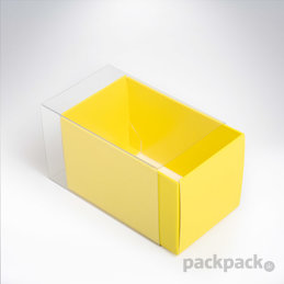 Krabička na makarónky žltá 90x55x55