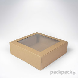 Krabička s okienkom 209x208x65 hnedá